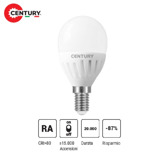 Lampada Mini Sfera Led 8w E14 Luce Fredda 850 Lumen